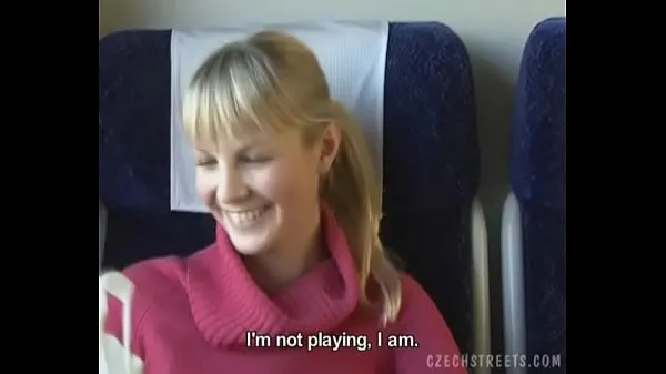 HD Czech streets Blonde girl in train Filem baharu