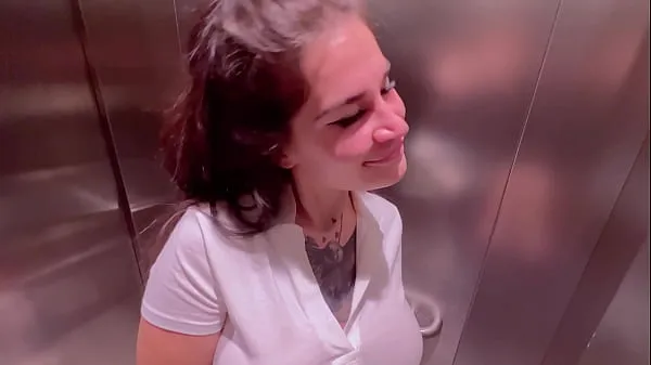 HD Beautiful girl Instagram blogger sucks in the elevator of the store and gets a facial new Movies